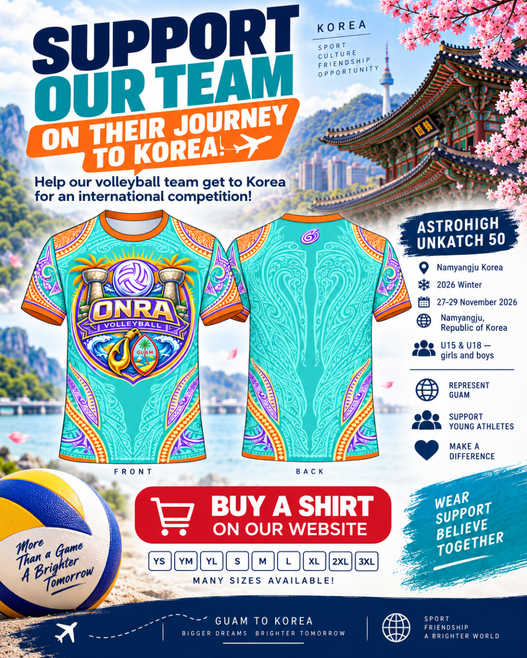 ONRA Volleyball Club supporter shirt — Support our team on their journey to Korea